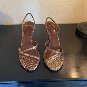 NWT Alexandre Birman chocolate and gold sandals